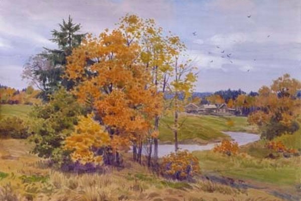 Осенние пейзажи Сергея Андрияки акварели