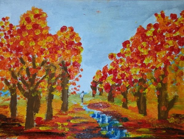 Рисунок на тему осень ватными палочками