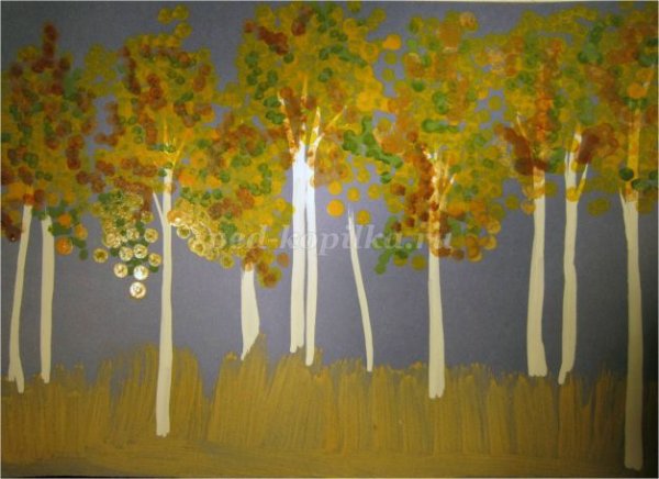 Рисование ватными палочками в подготовительной группе осень