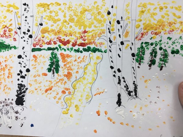 Осенний пейзаж в нетрадиционной технике рисования