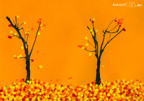 Осенние поделки ватными палочками