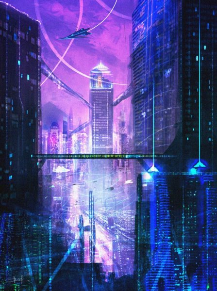 Future City Art Cyberpunk неон