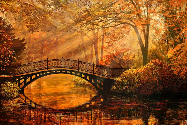 Алмазное хобби / алмазная мозаика "осенний мост"