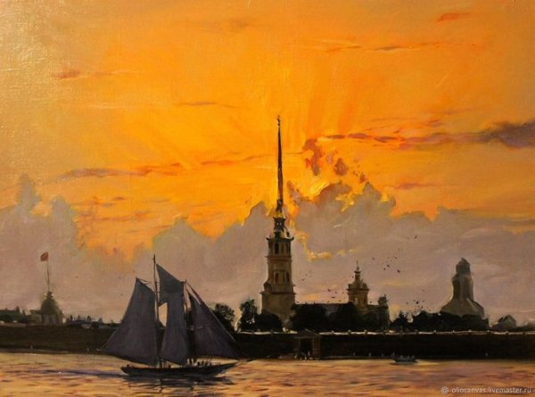 Петербургский художник Нева Петропавловская крепость