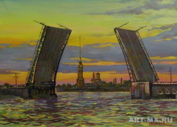 Петербургский художник Нева Петропавловская крепость