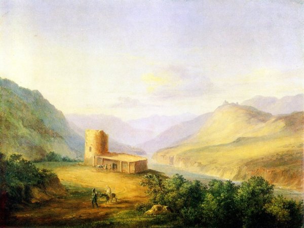 Картина Лермонтова кавказский вид с саклей