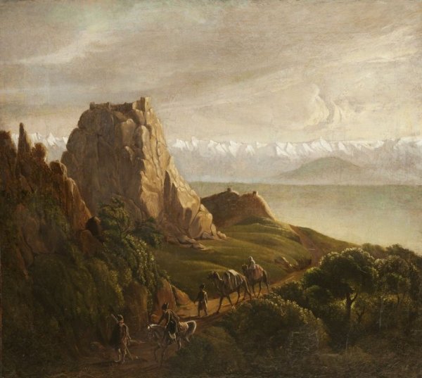 Лермонтов окрестности селения Караагач (кавказский вид с верблюдами).