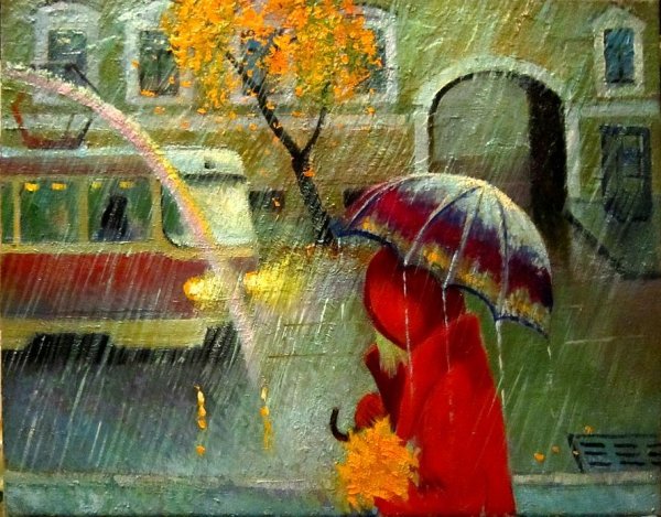 В осеннем парке под зонтом