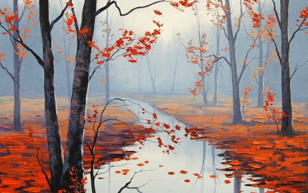 Осенний пейзаж акварелью для начинающих