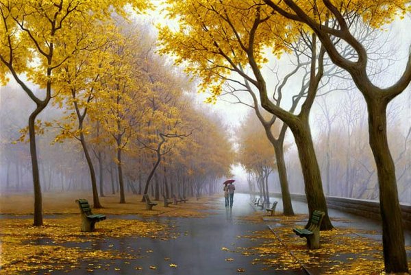 Алексей Бутырский картины осенний город