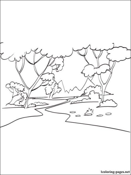 Осенний пейзаж контур