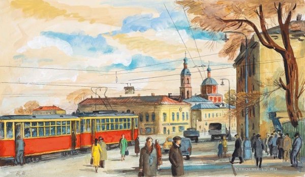 Высотка на Котельнической набережной акварель