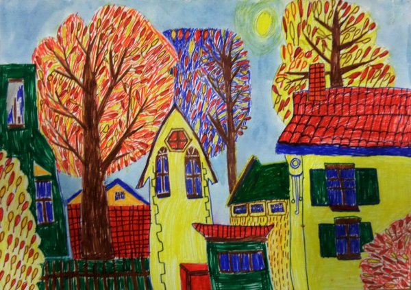 Пейзаж фломастерами