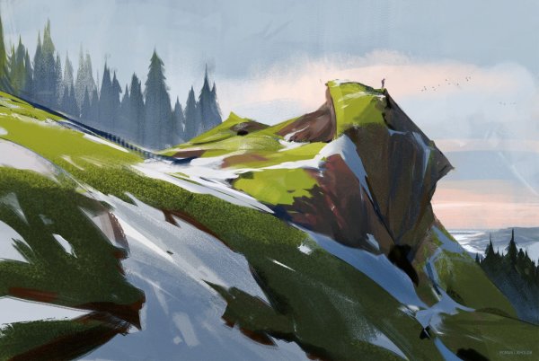 Горный пейзаж стилизация