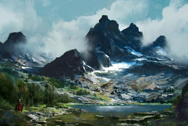 Арт красивых горных пейзажей