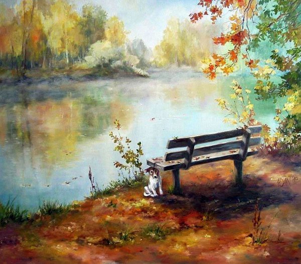 Скамейка в живописи