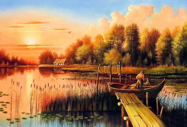Картины пейзажи с рыбаками