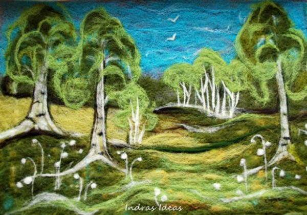 Картины нитками природа