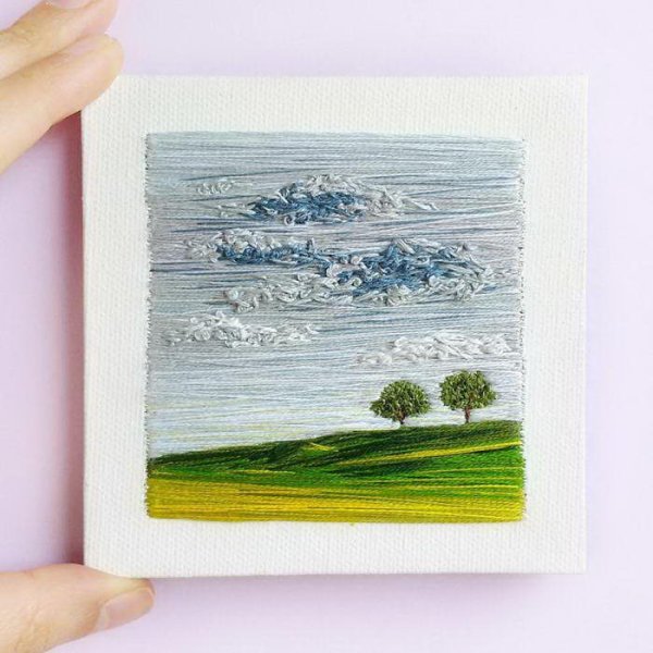 Панно из ниток для вязания