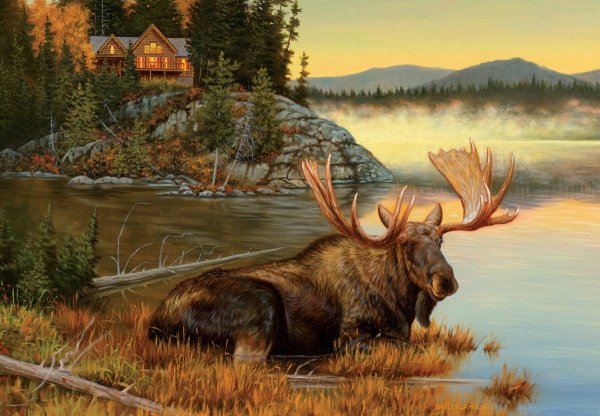 Лось живопись