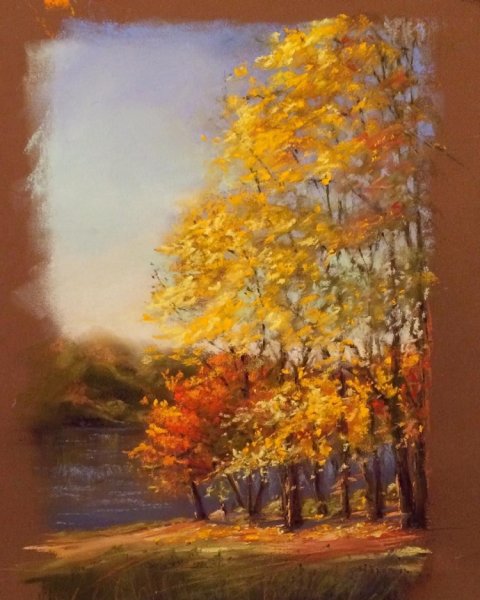 Осенний пейзаж пастелью