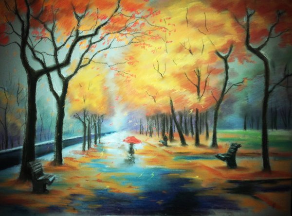 Осенний пейзаж пастелью