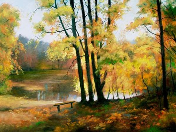 Осенний лес пастелью