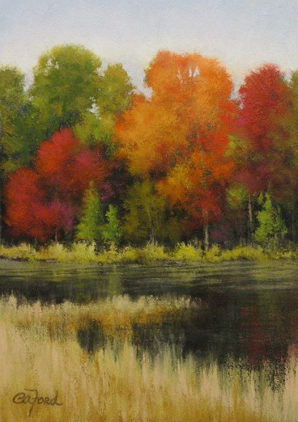 Осенний лес пастелью