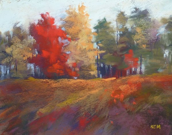 Осенний пейзаж масляной пастелью