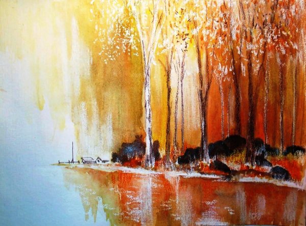 Осень масляной пастелью