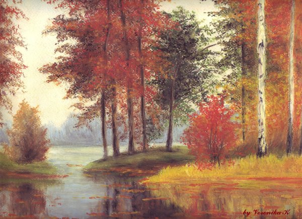 Осенний лес пастелью