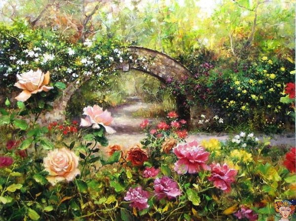 Художник Bill Inman Вечерний сад