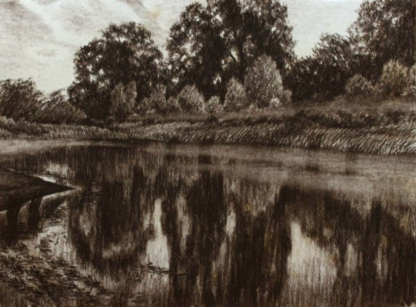 Графический пейзаж в сепии