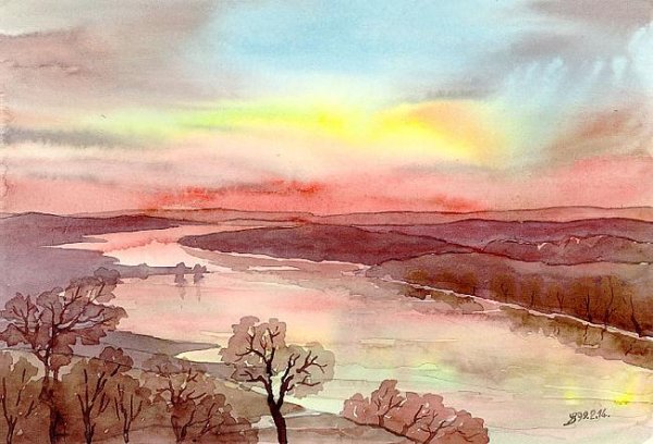 Пейзаж акварелью 6 класс