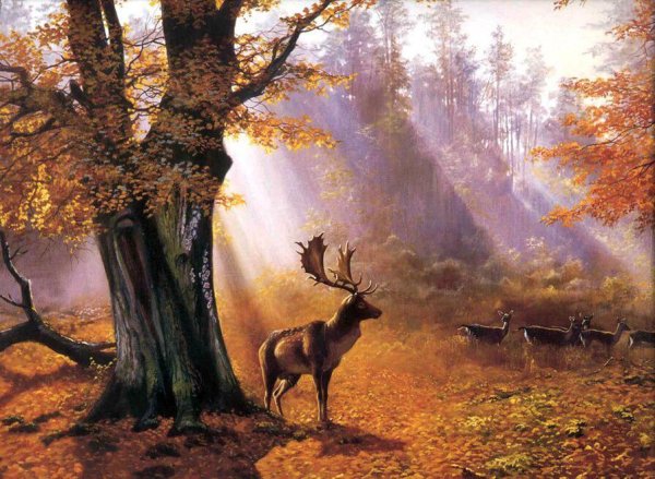 Осенний пейзаж с оленем