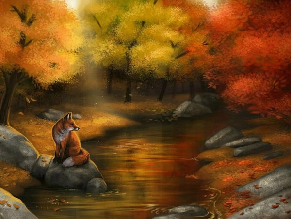 Лиса в осеннем лесу