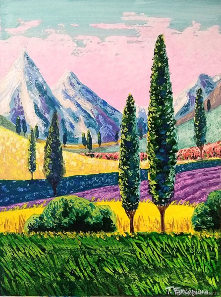 Тосканский пейзаж с кипарисами