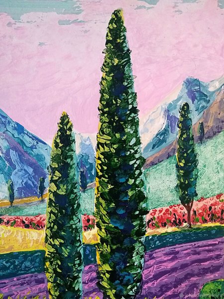 Пейзаж с кипарисом 1890