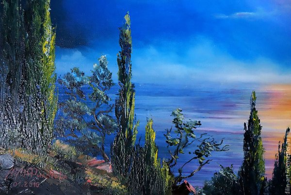 Картина кипарисы Луна Ялта
