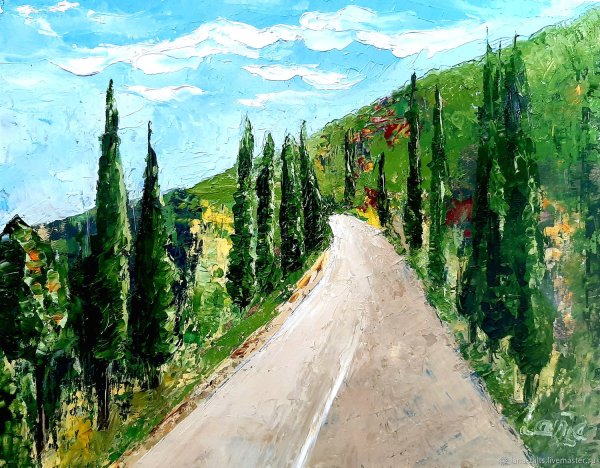 Дорога с кипарисами