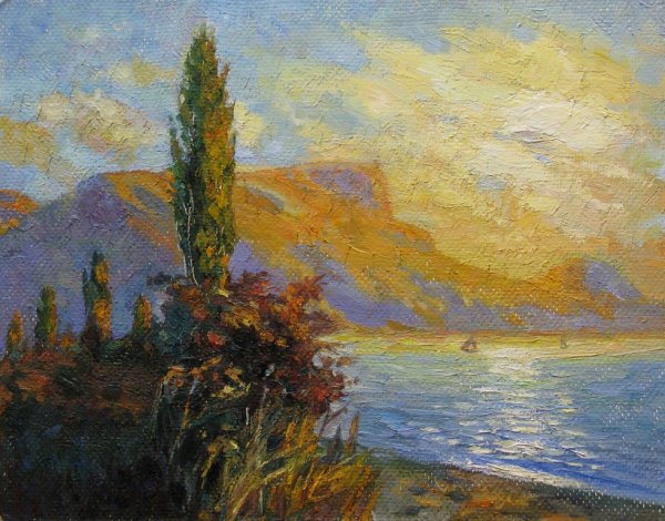 Крымские кипарисы живопись