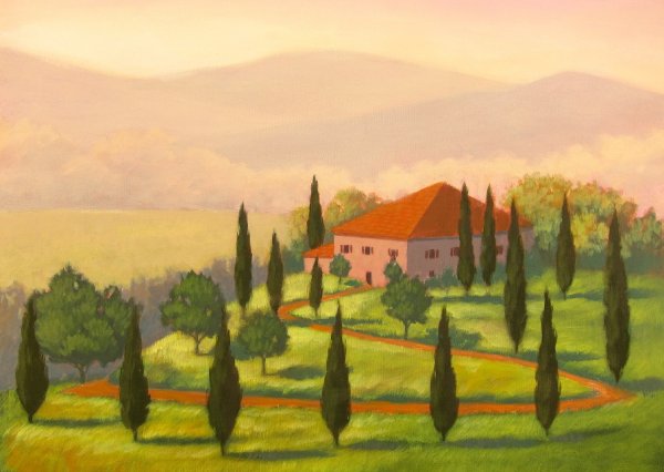 Тосканский пейзаж с кипарисами
