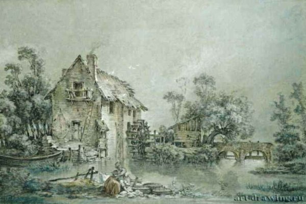 Франсуа Буше пейзаж с отшельником