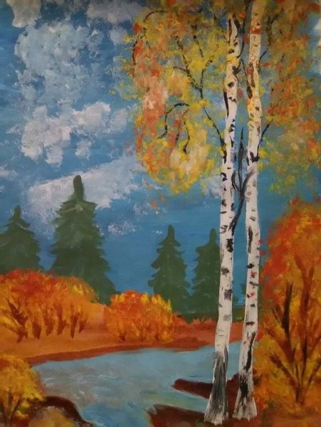 Рисунок гуашью осень