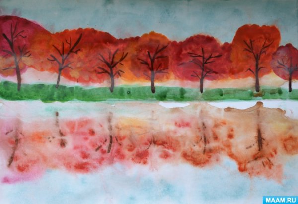 Монотипия осенний букет