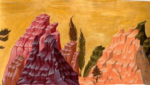 Изображение людей строений и растений в иконе