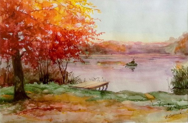 Пейзаж акварелью