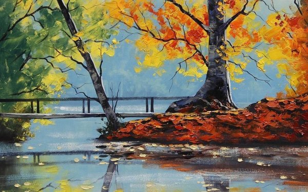 Пейзаж акварелью осень