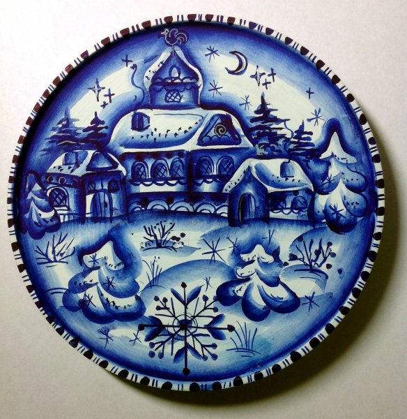 Гжельская роспись по дереву