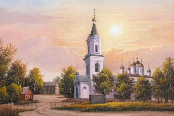 Картина Церковь храм село деревня